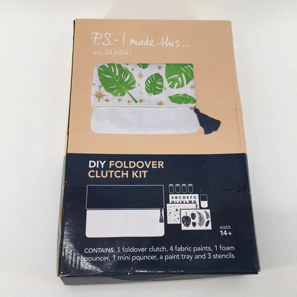FabFitFun PS I Made This DIY Foldover Clutch Purse Kit 10x7 Canvas Paint New Box